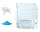 花市場直送便 ミニチュアガラス ペガサス ピンク & カラーサンド ブルー & 植え込み用グラス ニューブロックS
