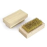 uxcell　ブラスワイヤーブラシ　クリーニングブラシ　12cm長さ　6cm幅　真鍮、木材質　2個