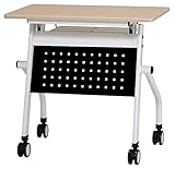 会議テーブル 跳ね上げ式 W750×D450×H720 幕板付き　スタックテーブル　GD-634M (天板ナチュラル×幕板ブラック)