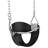 スイングセットStuffハイバック1 / 2バケットSwing Seat withチェーンとフック、ブラック