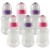 Nurtria BPA Free Easy Grip Baby Bottles,Pink/Purple,6 Ounce, 6-Count by Nurtria