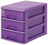 サンコープラスチック 小物収納3段 シルキー 幅25.2×奥35×高28cm パープル