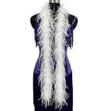 2ヤード 30g ふわふわ マラブーオーストリッチ フェザートリム DIY クラフト 裁縫 トリム ホーム ウェディング パーティー 装飾 - ホワイト