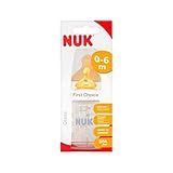 最初の選択肢120ミリリットルのガラスボトルラテックスティートサイズ1、0-6ヶ月 (NUK) (x 6) - NUK First Choice 120ml Glass Bottle Latex Te