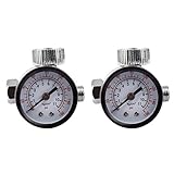 Perfk 2点セット　エアレギュレータ　圧力ゲージ 　バルブ 圧力スイッチ付　空気圧メータ　1/4" 　