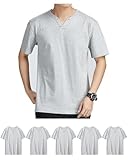 Sukinana インナーシャツ メンズ 半袖 綿100% ５枚組 Vネック ユニークなボタン 抗菌防臭加工 やわらか肌着 クセになる肌触り ファッション tシャツ (3XL, グレー)