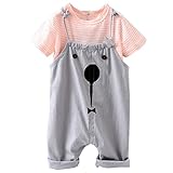 (ヤンググロリ)YOGLY 新品　ベビー服　ロンパーススーツ　新生児　半袖　くま　フォーマルカバーオール　ジャンプスーツ ズボンつり サロペット サロペットパンツ オーバーオール　2点セット