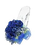 【プリザーブドフラワー／ガラスの靴リングピロー】深い深い青い薔薇が心に秘めたひそやかな想いにふんわりリボンを添えて【リボンラッピング付き】
