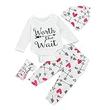 4pcs新生児子供用ベビー女の子printi服Tシャツトップス+パンツ+帽子+ヘアバンドセット服装