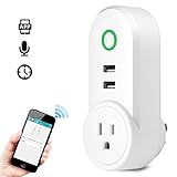 Koolertron Wifi電源コンセント スマートプラグ ワイアレス wifiソケット USBポート付き　スマートフォンのAPPで遠隔制御機能を持つ 省エネ Googleホーム対応（ホワイト）