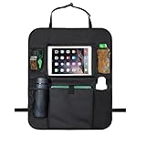 車バックシートオーガナイザーwith iPadホルダーとストレージポケットキッズ、幼児 – として使用車キックマットとオーガナイザー、シートバックプロテクター