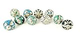 Karmakara Ornate Blue Floral Ceramic Knobs For Cabinets & Cupboards - Hand Painted Pulls [並行輸入品]