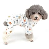 ZUNEA 犬 つなぎ パジャマ 春夏 ロンパース 小型犬 洋服 おしゃれ かわいい フットボール柄 ドッグウエア Tシャツ 部屋着 寝間着 抜け毛防止 ペット 犬の服 猫服 お散歩 お洒落 S