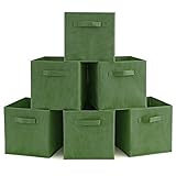 EZOWare 衣類 ソックス おもちゃ収納ボックス 深型インナーボックス 不織布製 幅26.7x奥行26.7x高さ28cm 6個セット - ケールグリーン