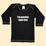 Rebel Ink Baby 309ls612 I'm Pooping Right Now- 6-12 Month Black Long Sleeve Tee