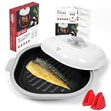 AHJ 電子レンジ調理器 レシピ付き レンジで焼き魚 レンジで焼肉調理器 電子レンジ調理器具 魚焼き レンジ 電子 1台8役 【焼く 炒める 煮る 蒸す 炊く 温める 万能 】 焦げ目丸洗い可能 フッ素コーテイング 日本語取り扱い説明書付き グレー