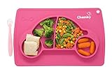 シリコンプレイスマットfor Kids +ボーナスNon Toxicベビースプーン&ギフトバッグ – 16 x" 10 " x1 "車プレースマットby Chamby/ポータブル吸引ベビープレート/B