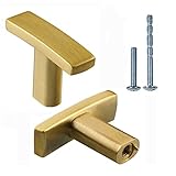 Cosnys つや消し真鍮ノブ 10個パック 1穴真鍮引き出しノブ ドレッサー金具 全長1.5インチ (38mm) キッチン 食器棚 ドア クローゼット用金具