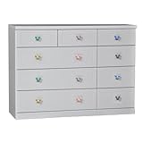 アルファタカバ ディズニー家具シリーズ セレクトミッキー 120cm幅4段ホワイト 取っ手北欧