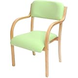 LOOKIT ダイニングチェア 介護椅子 スタッキング 完成品 肘掛け グリーン×ナチュラル ETV-1-S