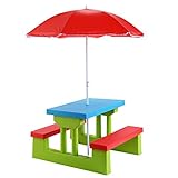 costzon Easy Store Largeピクニックテーブルと傘庭庭園Folding Bench子アウトドア