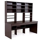 LOWYA （ロウヤ） デスク パソコンデスク 幅180cm 奥行70cm 収納付き 本棚 可動棚 pcデスク 机 ブラウン 新生活