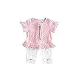 夏ベイビー服 女の子Ｔシャツ Pojour 1-6歳キッズ用かわいい無地２セット 子供ギフト 綿 通気 ピンク (90cm)