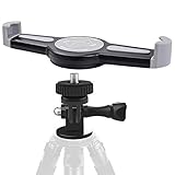 EXSHOW 三脚マウントタブレットブラケット ７-１０.５インチiPadホルダー 三脚アダプター・カメラコネクタ付き ３６０度回転可 ９０度調整可