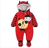 もこもこ 暖か ベビー服 アウター 冬服 (70ｃｍ, 赤)