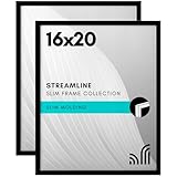 Americanflat 16x20インチ 写真フレーム ブラック - 2個セット - 光沢プレキシガラス付き薄いボーダーフォトフレーム - 壁掛け金具付き 水平または垂直の表示形式に