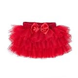 YukeBaby TUTU チュールスカート キッズ パニエ こども用 演出服 ダンス用 バレエ用 コスチューム 発表会 仮装 (ビッグレッド)
