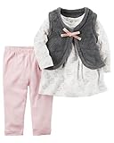 カーターズ carter's 女の子用グレーふわふわベルボアベストxうさぎさんチュニック上下3点セット (9months(67-72cm)) [並行輸入品]