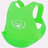 DREAM BEAR? Soft Wearable Baby Bib, Food-grade Silicone,Green/Pink (Green) by DREAM BEAR?