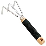 千吉 グリップ付き 木柄三本クマデ SGT-12