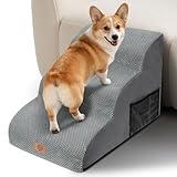 ZNM 犬用 階段 ペット ドッグステップ 3段 高さ40cm 高密度フォーム よい安定性 滑り止め 取り外し可能カバー 耐久 高齢犬 関節に痛みのある犬 猫に適用 犬 スロープ 踏み台