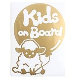 ゴールド（金） Kids on board〈羊 ひつじ ヒツジ 動物〉ステッカー 窓ガラス用シールタイプ 車 パーティファッション 子供が喜ぶ ※吸盤・マ...