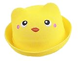 Ever Fairy 赤ちゃんを日差しから守る ベビー 用 麦わら帽子 くま 耳 付き 男女 兼用 帽子 男の子 女の子 (黄色のひよこ)