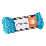 スフローム(s-flowme) パラコード 7芯 4mm x 30m 耐荷重 250kg クラフト テントロープ アクセサリー ブレスレッド アウトドア キャンプ テント タープ 用固定用紐 ガイロープ ロープ A07 ターコイズ
