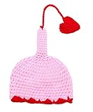 (スマイル ワキキ)Smile YKK 赤ちゃん ベビー 着ぐるみ ニット帽子 服 コスチューム 寝相アート 新生児 記念写真 出産祝い 可愛いボンボン付きニット帽 防寒 ピンク