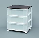 引き出し 収納BOX 移動に便利 ウッドトップチェスト ホワイト/ブラウンオーク 653