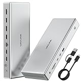 WAVLINK グローバルファースト 10K タイプC DisplayLink プレミアム ドッキング ステーション2xDP(1.4)/2xHDMI2.0 シングル 10K@60Hz デュアル 8K@60Hz クアッド 4K@60Hz M1/M2/M3 Mac および Windows 対応 100W 充電 USB 3.2-A/C USB-C (PD 30W) を備えた15 in 1ドック