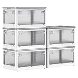 AZMKOO 収納ボックス 折り畳み 蓋付き 全方向から取り出せる キャスター付き 折り畳み コンテナ ボックス 衣装ケース 押し入れ 収納