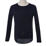 meolinメンズコットン長袖クルーネックTシャツ XL ブラック 145