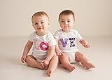 超可愛い！！双子ベビー用ロンパース☆２枚セット「LOVE♪」newborn-24ヶ月 (6-12months, ピンクｘパープル)