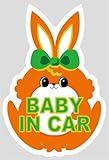 BABY IN CAR (ベビーインカー) ☆ウサギさん色オレンジ　白ふち セーフティー ステッカー 車
