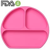 ベビー　食品グレードシリコーン 　プレート　食事マット 超柔らかい 吸盤付き　格付け 超強吸着 滑り止め 赤ちょん　幼稚園　食器　高品質　無味無臭　 FDA＆BPA認証　子供用 全4色（ピンク）