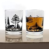 NIONIU手作りプリントウィスキーグラス、ロックグラス - バーボン、スコッチ、カクテル、コニャック、ブランデー用のオールドファッション・