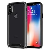 iPhone X ケース, JEDirect iPhoneX ケース カバー 衝撃吸収 バンパー 擦り傷防止 クリアバック アップ ルアイフォン X 用 (ブラック)