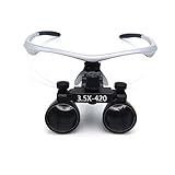 メガネ式ルーペ　3.5X　拡大鏡　ポータブル式　便利　調整可能　シルバー