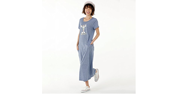Amazon Co Jp ベルメゾン Disney ディズニー マキシワンピース 木下優樹菜プロデュース ミッキーマウス 杢ブルー 服 ファッション小物